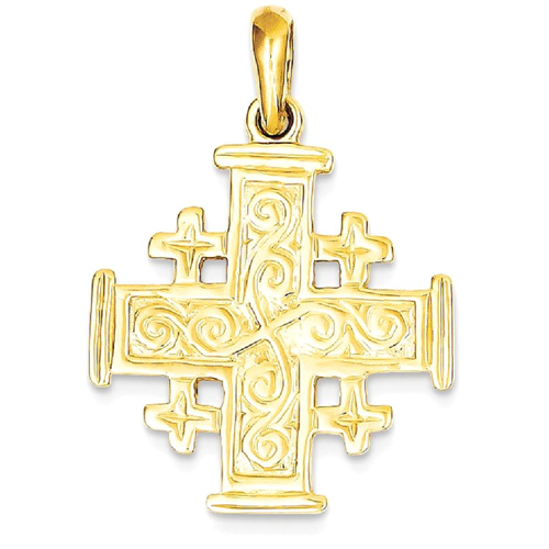 IceCarats 14k Yellow Gold Jerusalem Cross Religious Pendant Charm Necklace Jerum