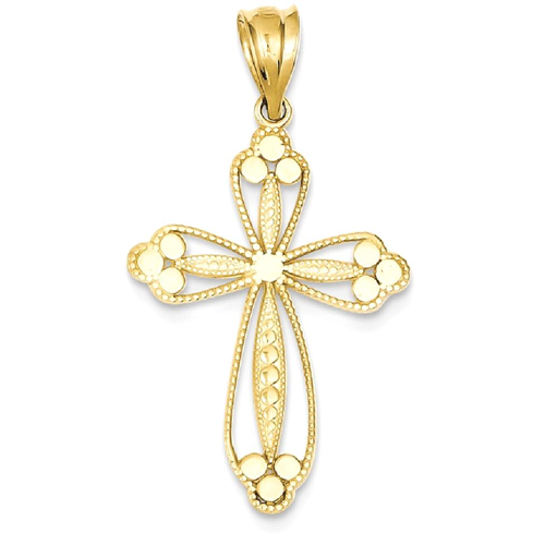IceCarats 14k Yellow Gold Budded Cross Religious Pendant Charm Necklace