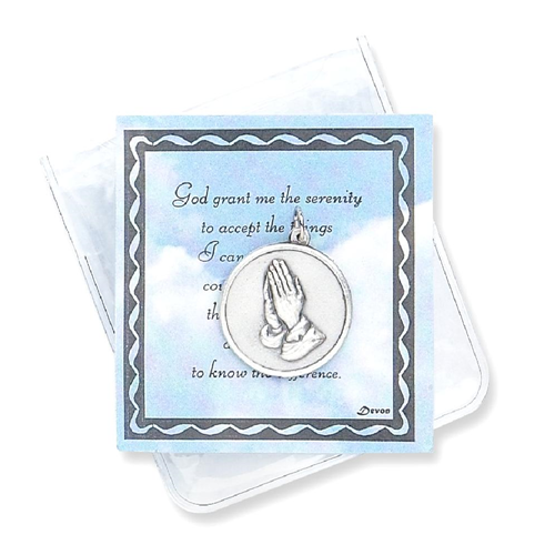 IceCarats Serenity Prayer Devotional Pocket Medal Pendant Charm Necklace Religious Baptism Christening Communion