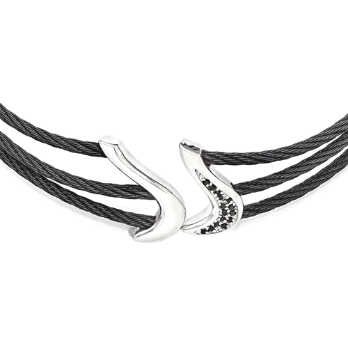 IceCarats Edward Mirell Black Titanium 925 argent sterling Spinel Câble Flex col flexible Fancy Gemstone