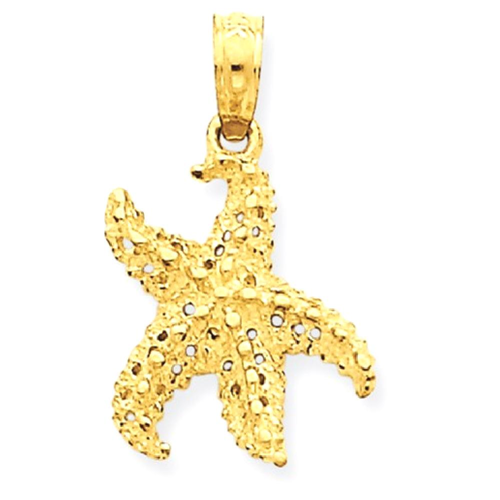 Collier à pendentif en forme de étoile de mer en or jaune 14 ct IceCarats de Sea Shore