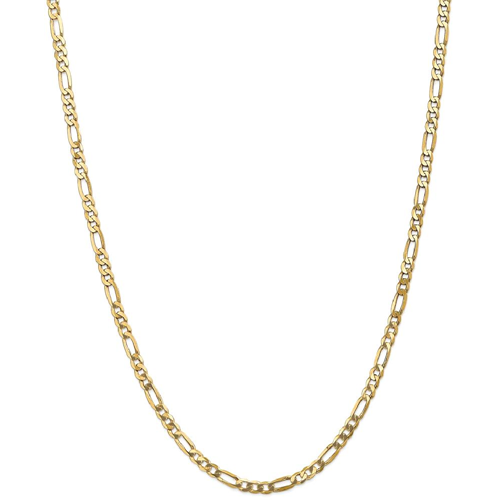 IceCarats 14k Yellow Gold 4mm Flat Link Figaro Chain Necklace 22 Inch