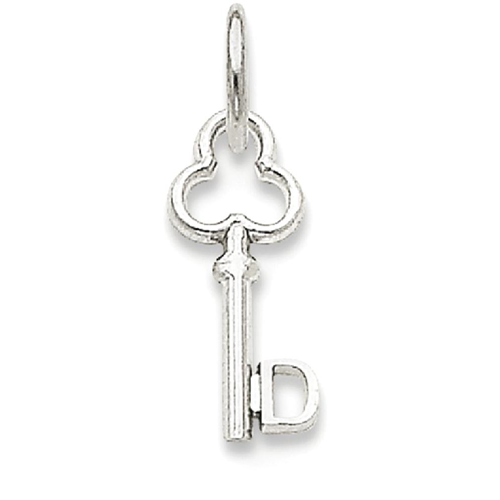 IceCarats 14k White Gold D Key Pendant Charm Necklace Initial