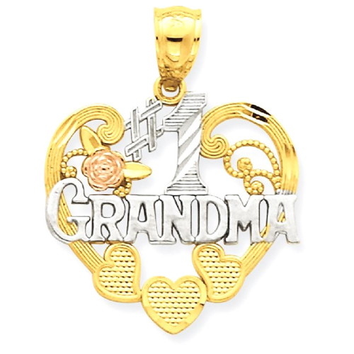 IceCarats 14k Two Tone Yellow Gold #1 Grandma Heart Pendant Charm Necklace Love Grma