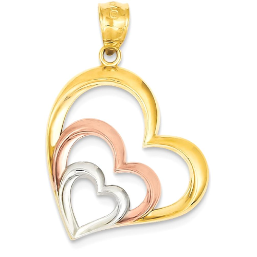 IceCarats 14k Two Tone Yellow Gold Heart Pendant Charm Necklace Love