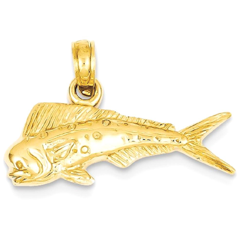 IceCarats 14k Yellow Gold Mahi Fish Pendant Charm Necklace Sea Life