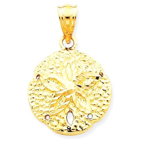 Breloque étoile de mer en forme de dollar en or jaune 14 ct avec étoile de mer et glaçons IceCarats – Collier Shore Shell