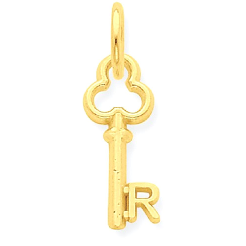 Pendentif à clé en or jaune 14 ct avec breloque en forme de R IceCarats, initiale du collier
