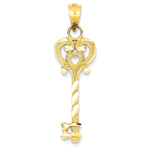 IceCarats 14k Yellow Gold Key Pendant Charm Necklace