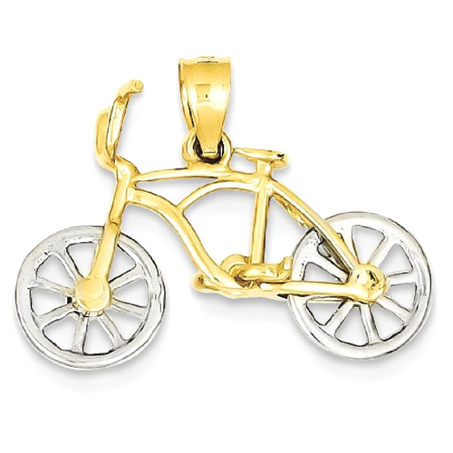 IceCarats 14k Yellow White Gold Moveable Bicycle Pendant Charm Necklace Travel Transportation