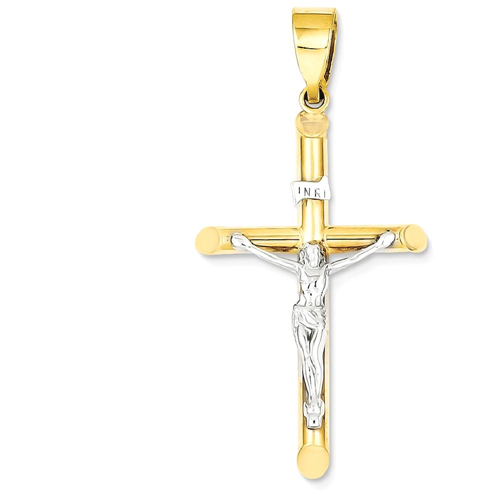 IceCarats 14k Two Tone Yellow Gold Crucifix Cross Religious Pendant Charm Necklace Inri Latin