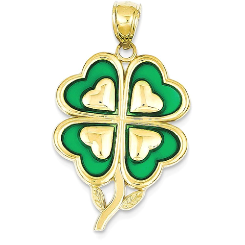 IceCarats 14k Yellow Gold 4 Leaf Clover Pendant Charm Necklace