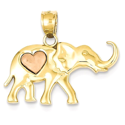 IceCarats 14k Yellow Rose Gold Elephant Heart Pendant Charm Necklace Animal
