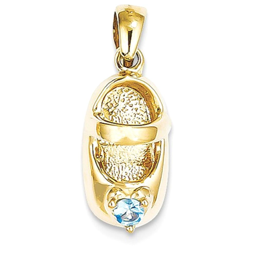 IceCarats 14k Yellow Gold 3 D December/synthetic Stone Engraveable Baby Shoe Pendant Charm Necklace Birthstone