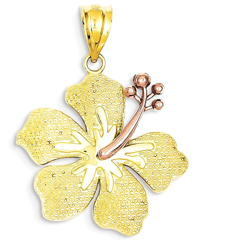 IceCarats 14k Two Tone Yellow Gold Yellorose Hibiscus Pendant Charm Necklace Flower Gardening