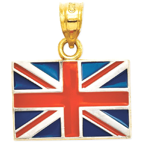 IceCarats 14k Yellow Gold Solid Enameled United Kingdom Flag Pendant Charm Necklace Travel Transportation
