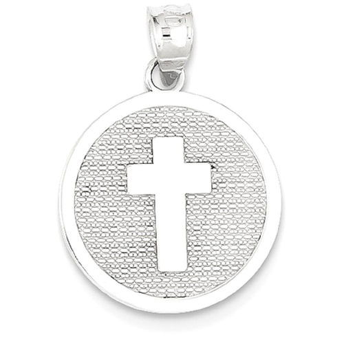 IceCarats 14k White Gold Reversible Cross Religious 1st Holy Communion Pendant Charm Necklace