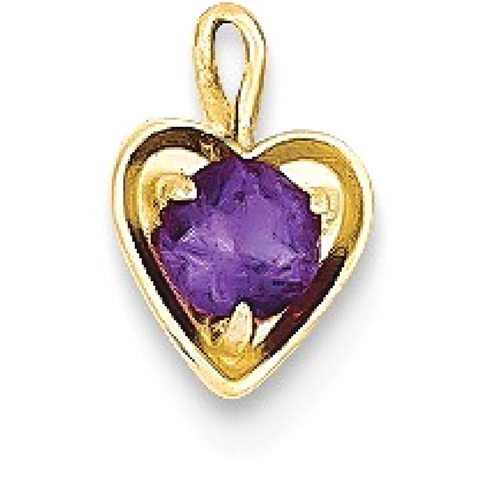 IceCarats 14k Yellow Gold February Synthetic Birthstone Heart Pendant Charm Necklace Love Safety Pin