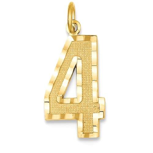 IceCarats 14k Yellow Gold Casted Large Number 4 Pendant Charm Necklace Sport