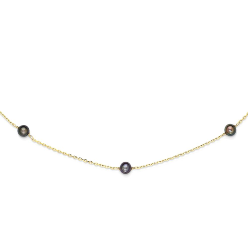 IceCarats 14k Yellow Gold Black Freshwater Cultured Pearl Chain Necklace