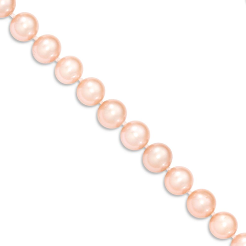 IceCarats 14k Yellow Gold 7mm Pink Freshwater Cultured Near Round Pearl Chain Necklace