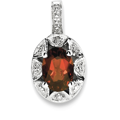 IceCarats 925 Sterling Silver Diamond Red Garnet Pendant Charm Necklace Birthstone January Set