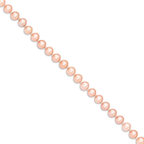 IceCarats 14k Yellow Gold 5mm Pink Freshwater Cultured Near Round Pearl Chain Necklace