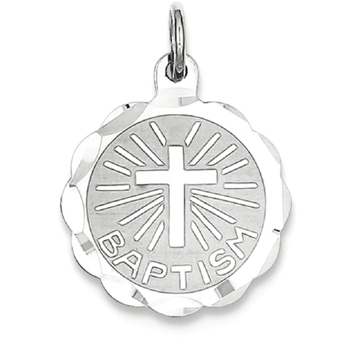 IceCarats 925 Sterling Silver Baptism Disc Pendant Charm Necklace Religious
