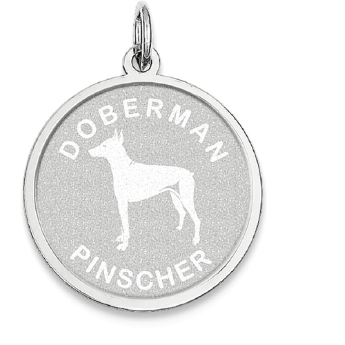 IceCarats 925 Sterling Silver Doberman Pinscher Disc Pendant Charm Necklace Animal Dog Engravable Round