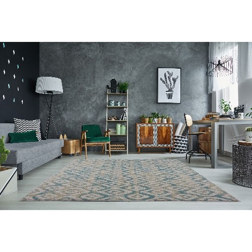 LA DOLE RUGS  La Dole Venus 2" X 7" Rectangle Area Rug - Cream/blue