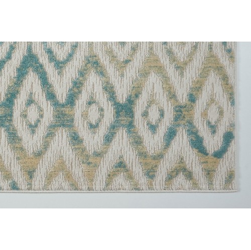 LA Dole Venus 2" x 7" Rectangle Area Rug - Cream/Blue