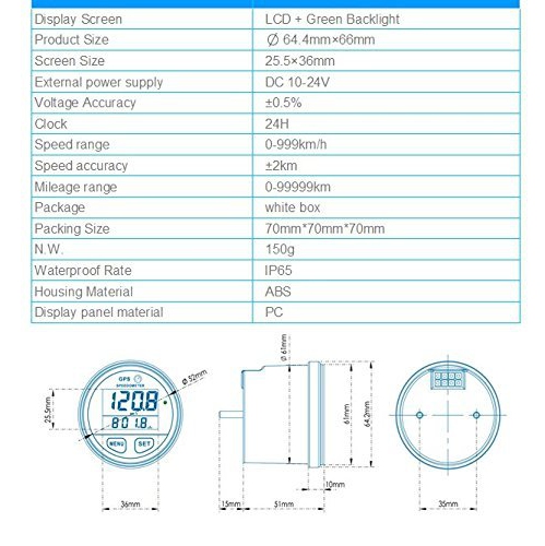 Waterproof Digital GPS Speedometer Backlight for ATV UTV-MARINE-Boats-Motorcycle- Automobile Motor Vehicle Bikes