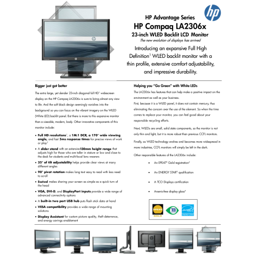 Refurbished - HP LA2306x 23 LED LCD Monitor