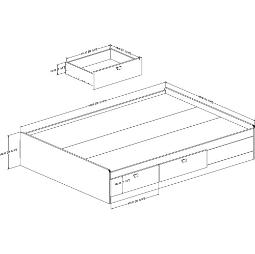 South Shore Spark Full Mates Bed with 4 Drawers, Pure White