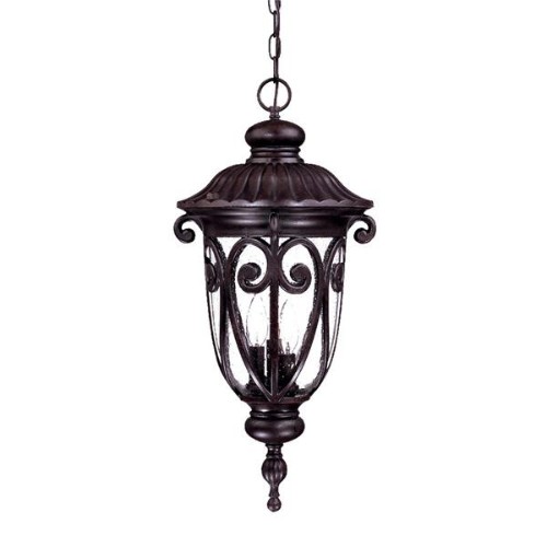 ACCLAIM LIGHTING  Naples Collection Hanging Lantern 3-Light Outdoor Marbleized Light Fixture In Mahogany