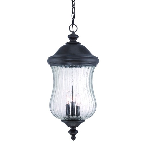 ACCLAIM LIGHTING  Bellagio Collection Hanging Lantern 3-Light Outdoor Coral Light Fixture In Black