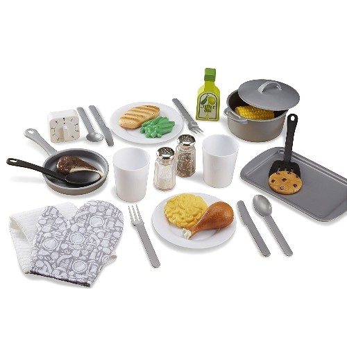 Melissa & Doug 9304 22-Piece Play Kitchen Accessories Set - Utensils, Pot, Pans, and More