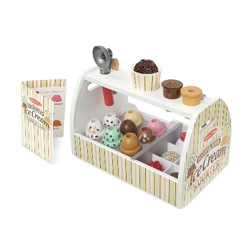 Melissa & Doug 9286 Wooden Scoop and Serve Ice Cream Counter - Play Food and Accessories