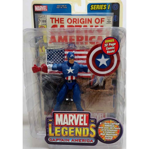 Image 1 of 1.. Marvel Legends Toybiz 6 Inch Action Figure With Comic Series 1 - Captain America