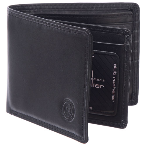 Club Rochelier Traditional Leather Bi-fold Wallet - Black