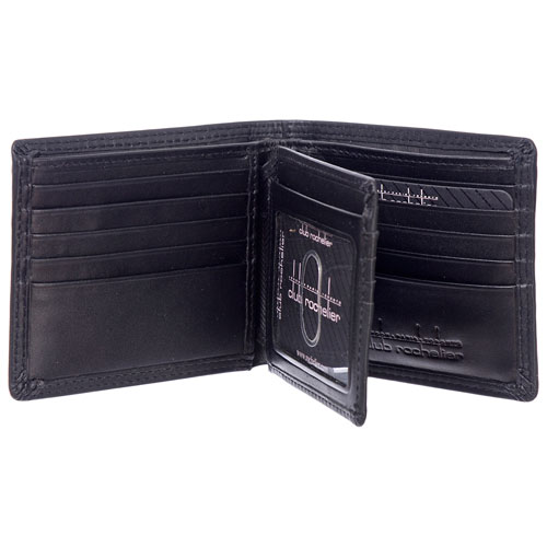 Club Rochelier Traditional Leather Bi-fold Wallet - Black