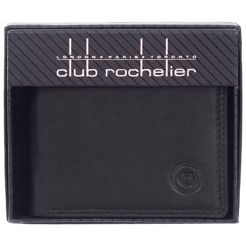 Club Rochelier Traditional Leather Bi-fold Wallet - Black