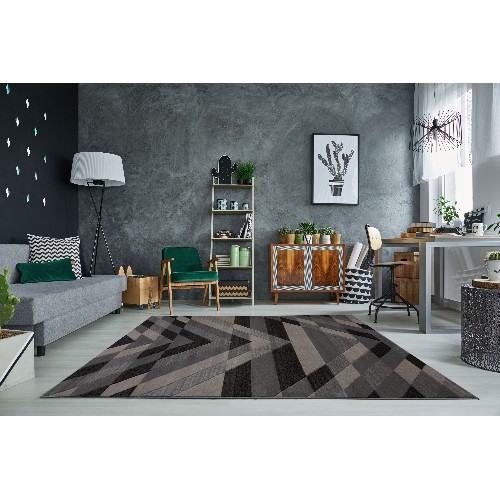 LA Dole Oakridge 7'10" x 10'6" Rectangle Area Rug - Grey/Black