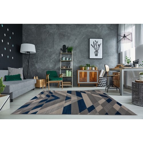 LA Dole Metrotown 5'2" x 7' Rectangle Area Rug - Grey/Blue
