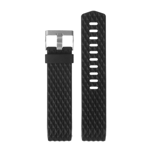 Large Fitbit Charge 2 Diamond Pattern Silicone Medium - Large Length Strap in Black