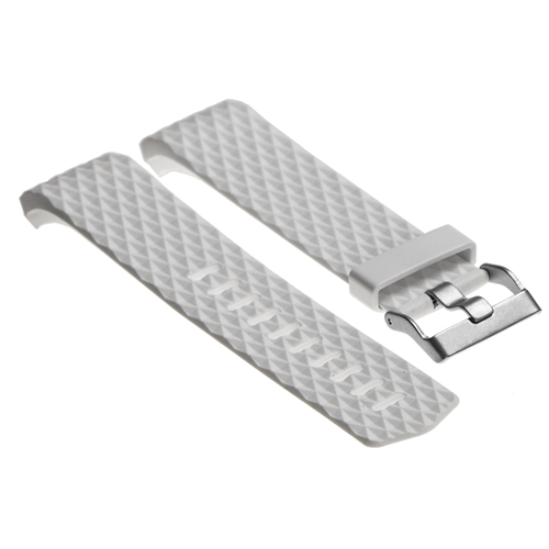 Large Fitbit Charge 2 Diamond Pattern Silicone Short - Medium Length Strap in White
