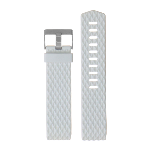 Large Fitbit Charge 2 Diamond Pattern Silicone Short - Medium Length Strap in White