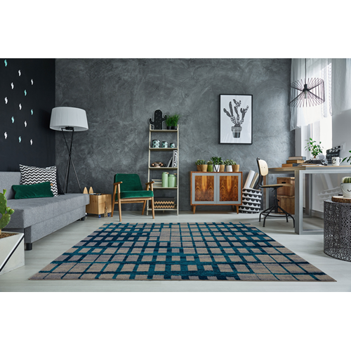 LA DOLE RUGS  La Dole Eaton Centre Rectangle Area Rug - Blue/beige