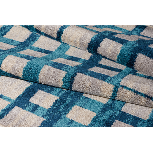 LA Dole Eaton Centre Rectangle Area Rug - Blue/Beige