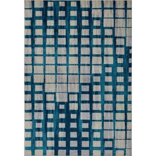 Eaton – Tapis décoratif Centre, bleu et beige